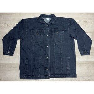 Vintage Hunters Run Women’s Black Jean Denim Jacket Size 1X Plus Size Button Up